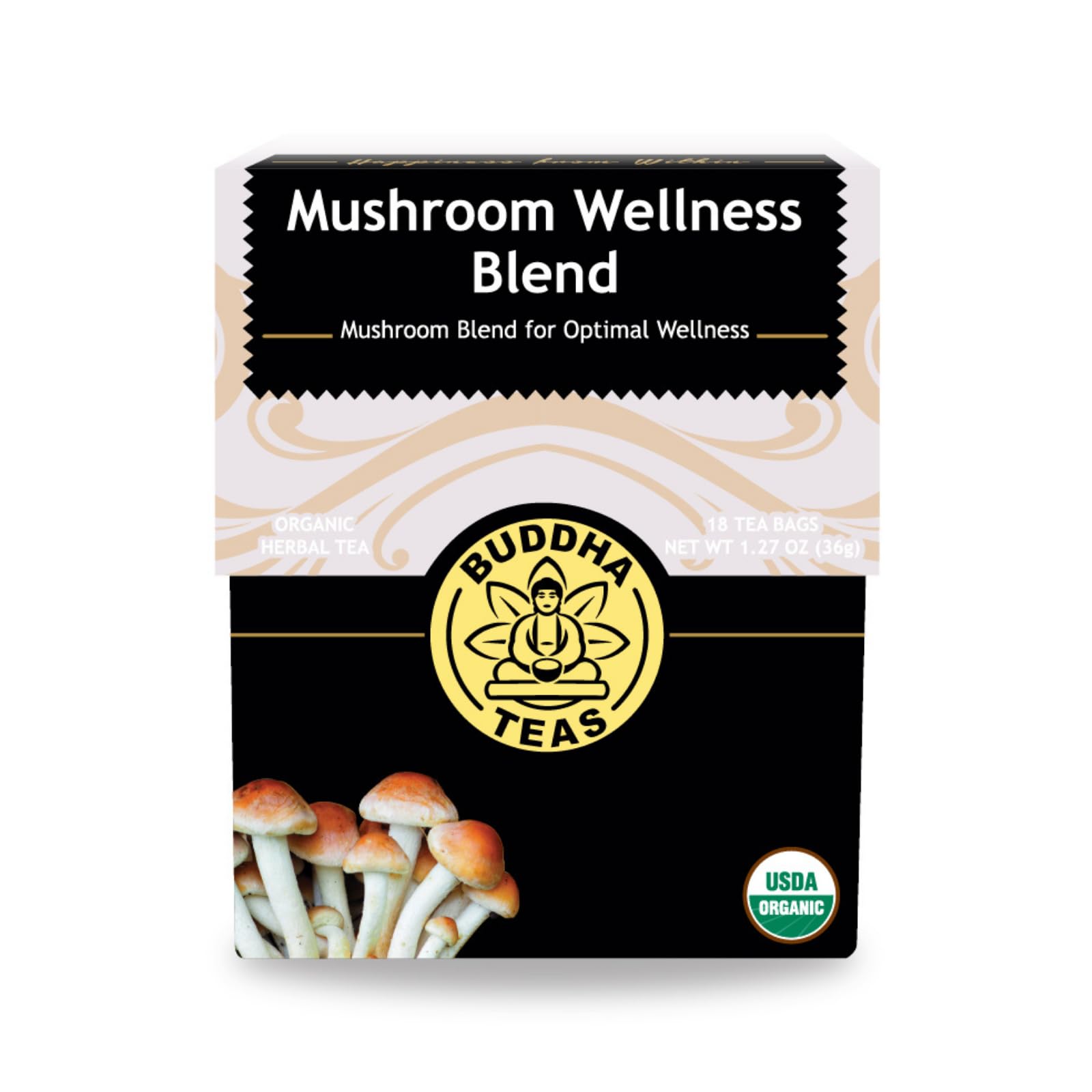 Buddha Teas Organic Mushroom Wellness Blend - USDA Organic - For Health & Wellbeing - Caffeine Free - Clean Ingredients