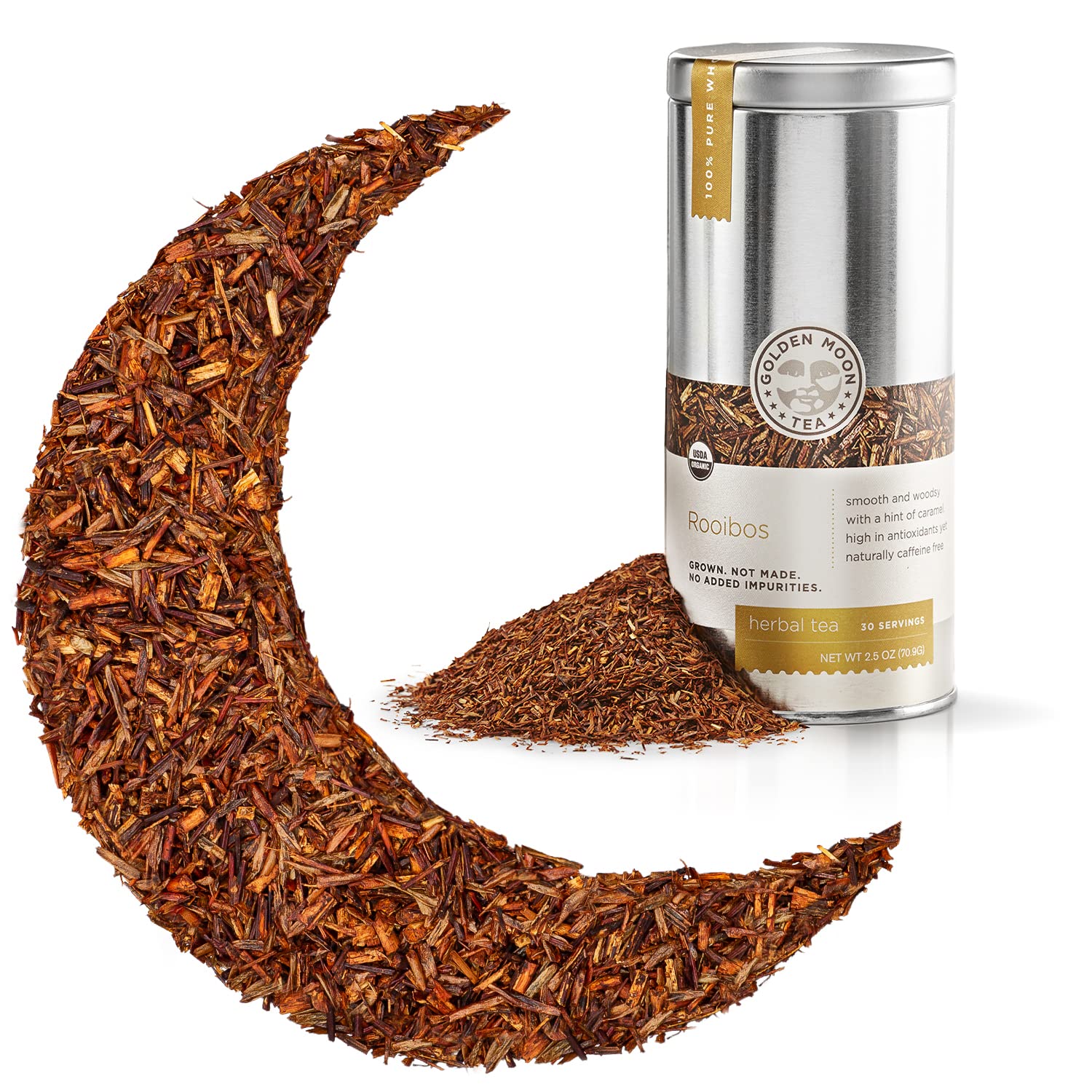 Golden Moon Tea Organic Rooibos Tea - Caffeine-Free - Non-GMO Loose Leaf - Travel Tin (30 Servings) USDA Organic
Golde