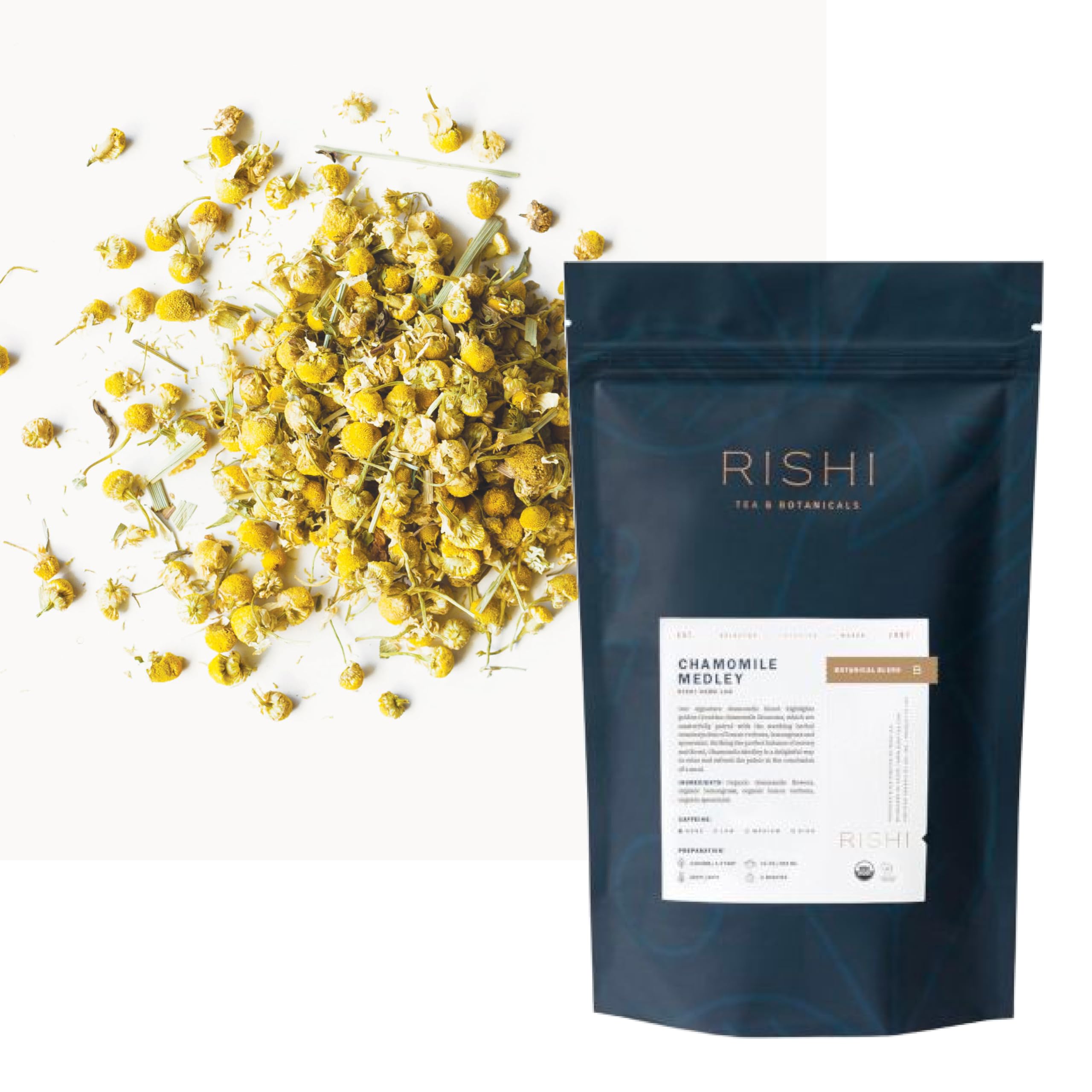 Rishi Chamomile Medley Herbal Tea - Organic, Caffeine Free, Sleep Friendly - 8.81 Ounces, 62+ Servings
Rishi Chamomile M